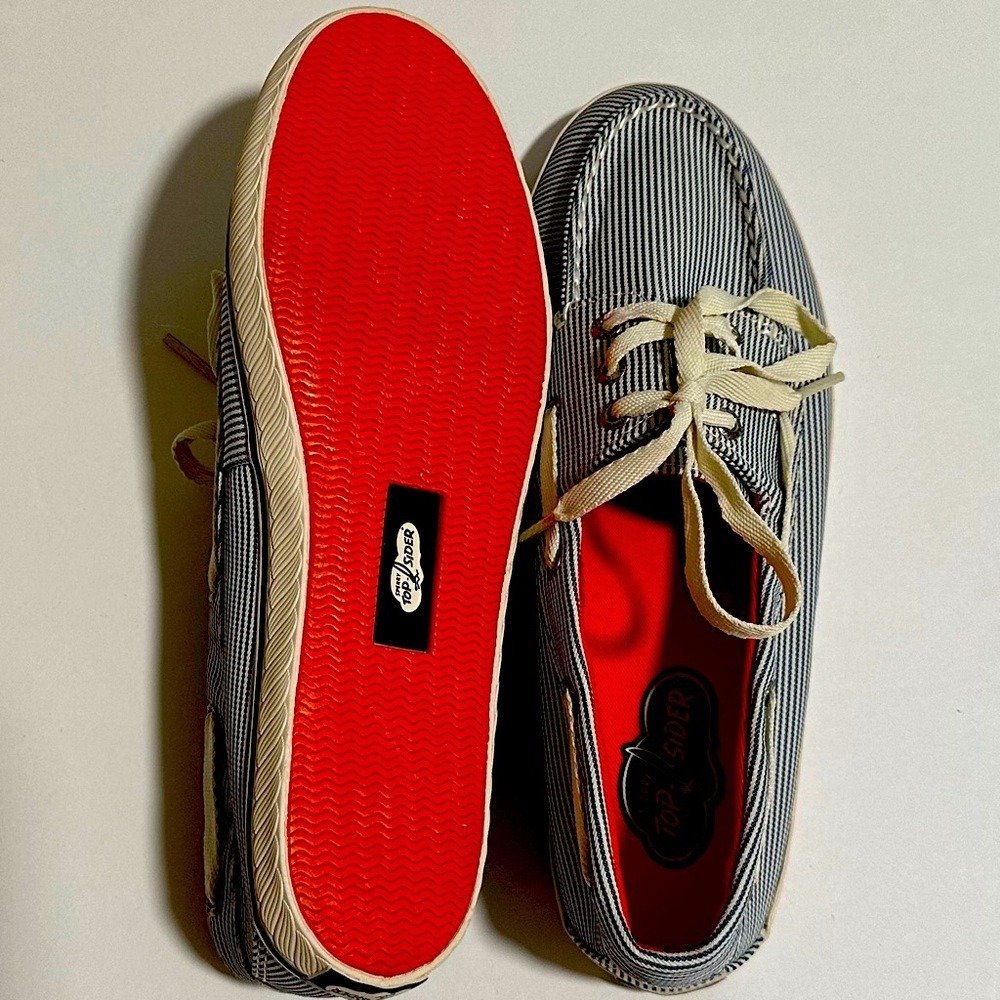 Sperry Top-Sider Blue and White Striped Boat Shoes New Women's Size‎ 8.5M Summer - Picture 5 of 15